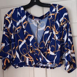Madrag Striking Nautical Theme Sexy Crop top open criscross from Size 2xl